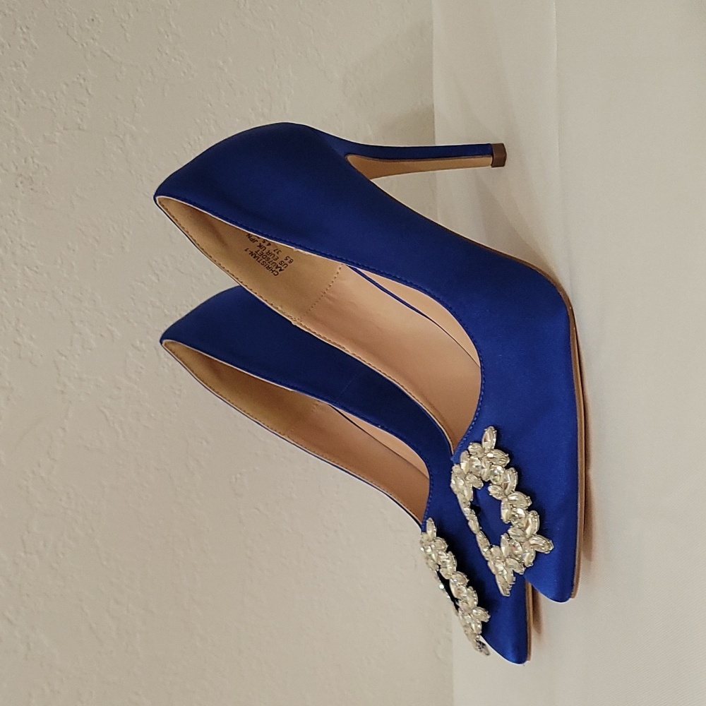 NEW DREAMPAIRS size 6.5 womens heel royalblue pumps rhinestone occasion wedding